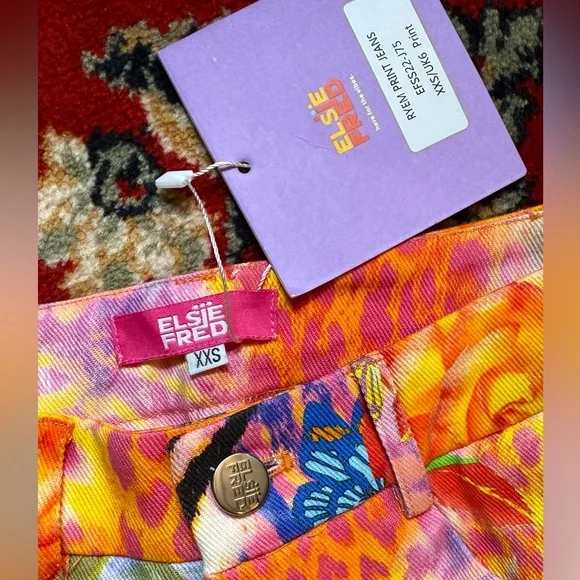 Floral Animal Print Straight Leg Jeans - Picture 4 of 8